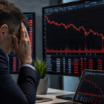 Investor looking down at a falling stock market chart