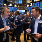 Investors on a busy day at Wall Street